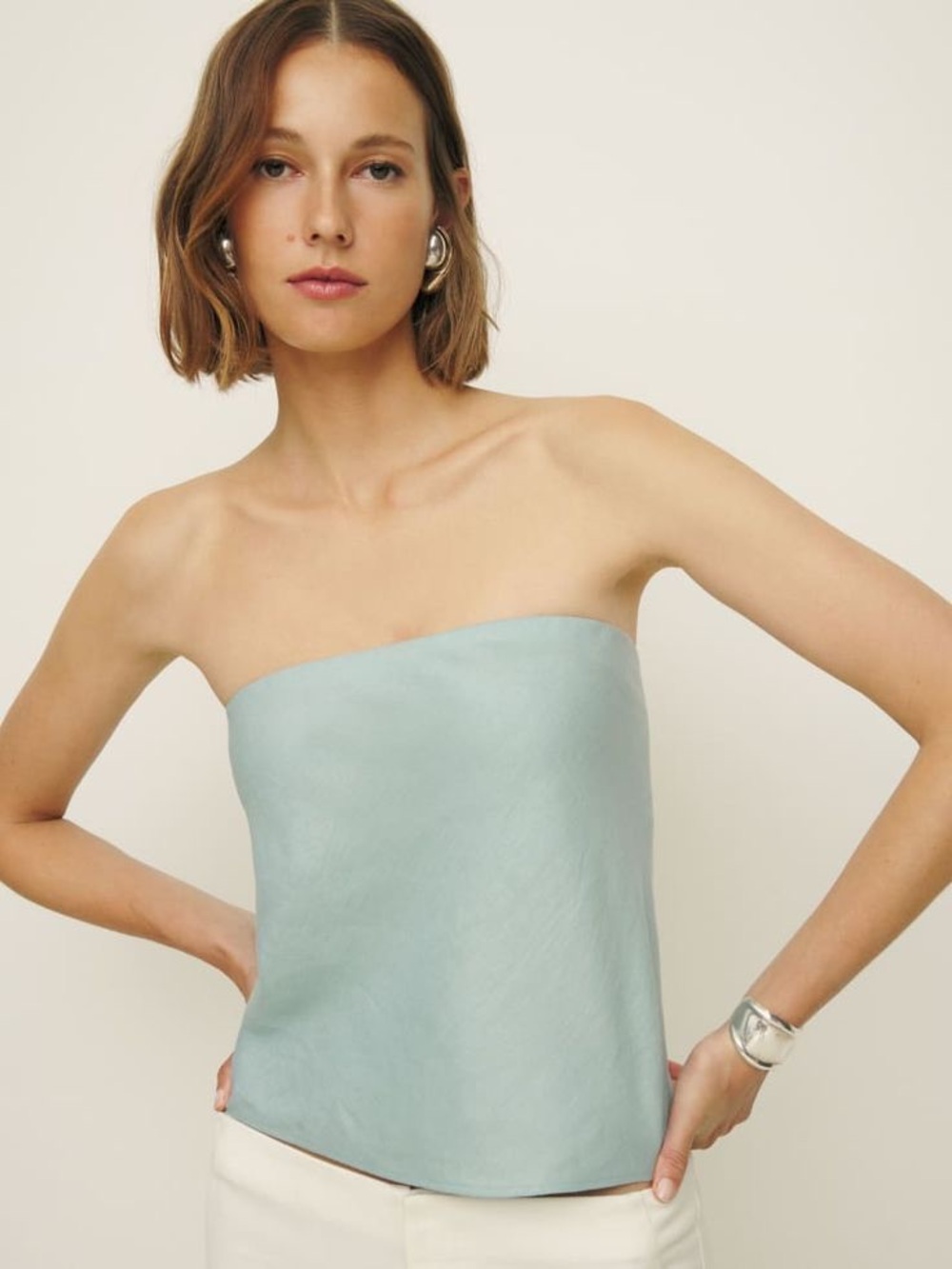 NEW Reformation 100% Linen ‘Spritz’ Tube Top in Aquamarine, Size S